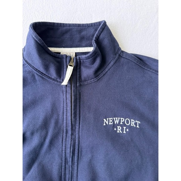 NEWPORT Gear Pullover Men XL Blue 1/4 Zip Sweatshirt Cotton Blend Embroidered - Picture 3 of 12